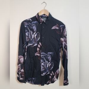 H&M Black Floral Button-Up Shirt